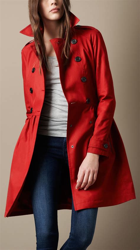 burberry brit mid-length cotton poplin trench coat|Burberry trench coat for women.